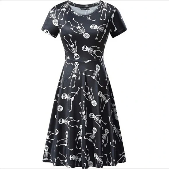 Fensace Dresses | [Fensace] Skeleton A Line Dress Size L Perfect for Halloween! | Color: Black/White | Size: L | Santamonica621'S Closet
